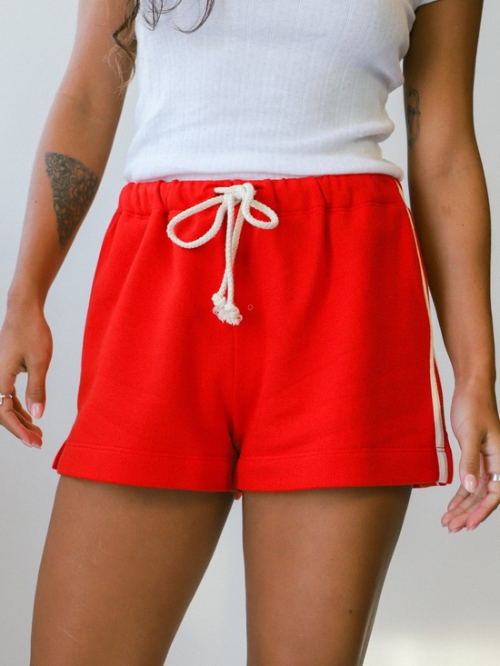 DONNI. Pants - DONNI. The Eco Terry Stripe Shorts | Tomato